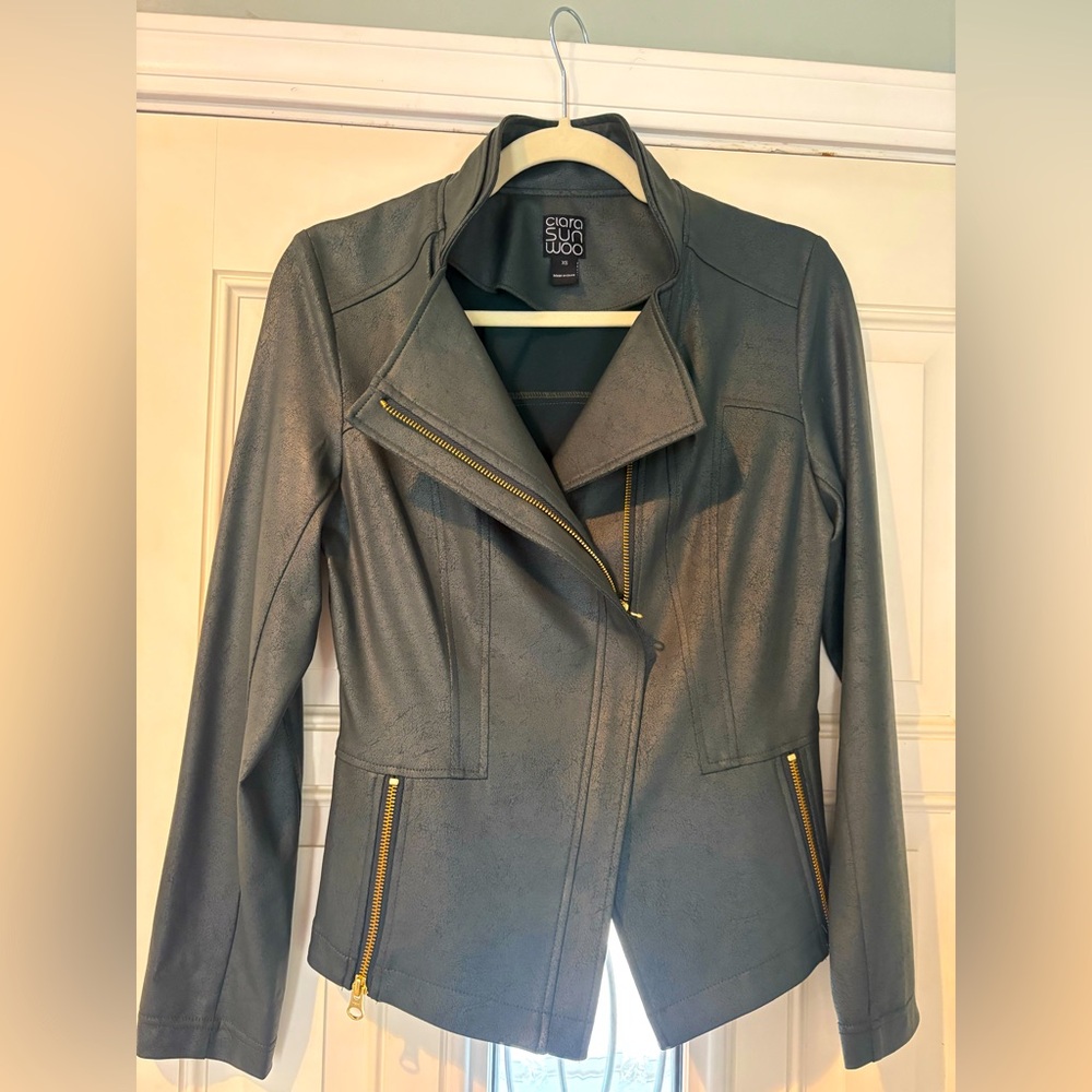 Clara Sun Woo green Liquid Leather Signature Jacket. Brand new, never worn!